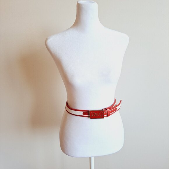 Dolce & Gabbana Red White Leather Synthetic Belt Size 75 main image 15